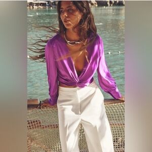 Zara Knotted Satin Effect Top